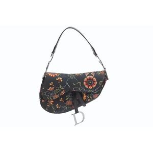 CHRISTIAN DIOR Galliano era Saddle Bag canvas leather multicolored